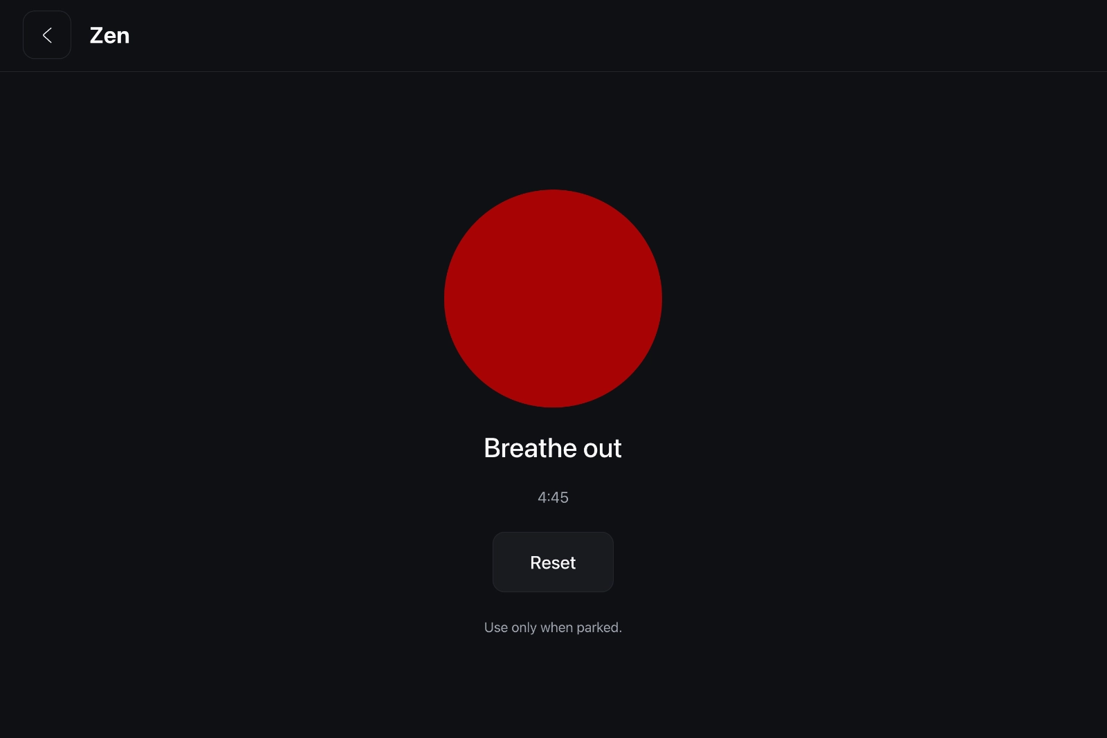 Zen, l'écran de respiration d'iCar, à utiliser à l'arrêt
